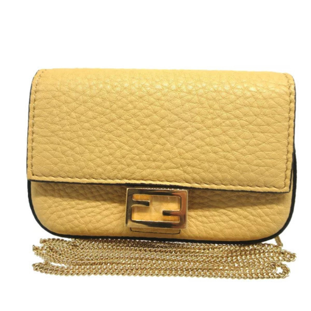 Fendi Bucket Leather Yellow Chain Shoulder Bag